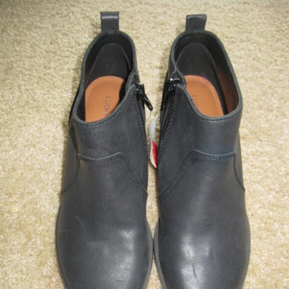 Lucky Brand Faydren NWT Black Leather booties w/ side zip size 6.5 w/ stitching - Picture 7 of 10